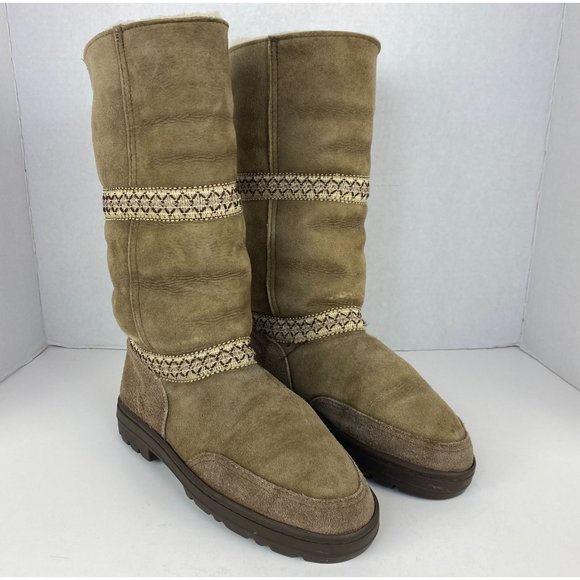 Ugg Australia Womens Sundance Revival Tall Sheepskin Chestnut Boots 5605 Size 7 - Picture 1 of 8